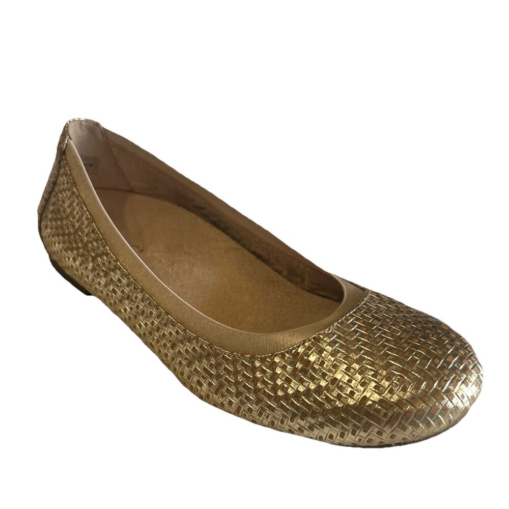 Vionic Gold Woven Ballet Flats